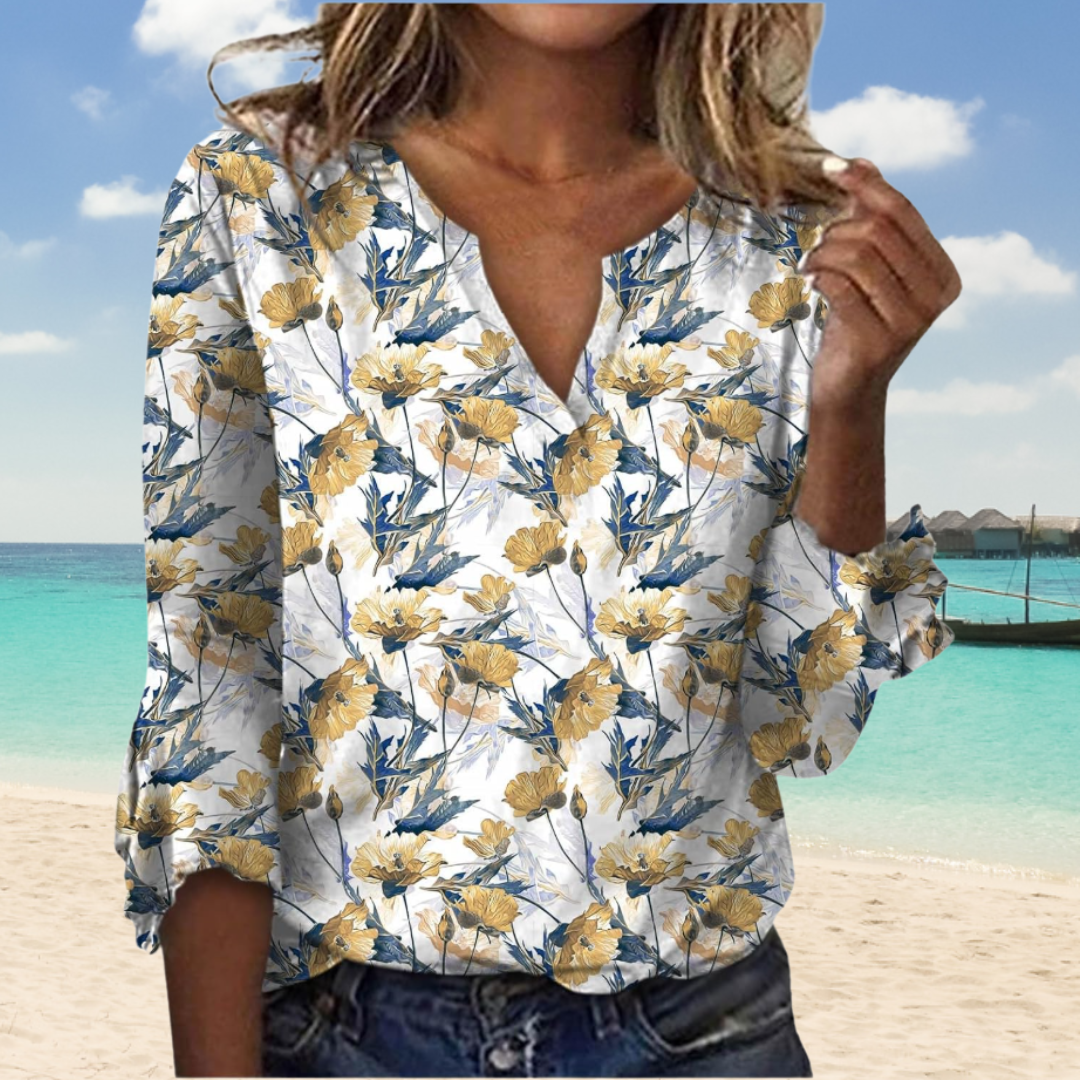 Elirya - Floral V-Neck Blouse