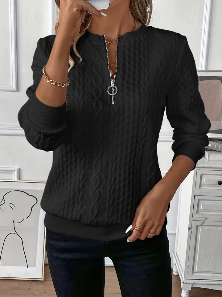 Agata - Cable Sweater with Decorative Zipper - Bond Bristol