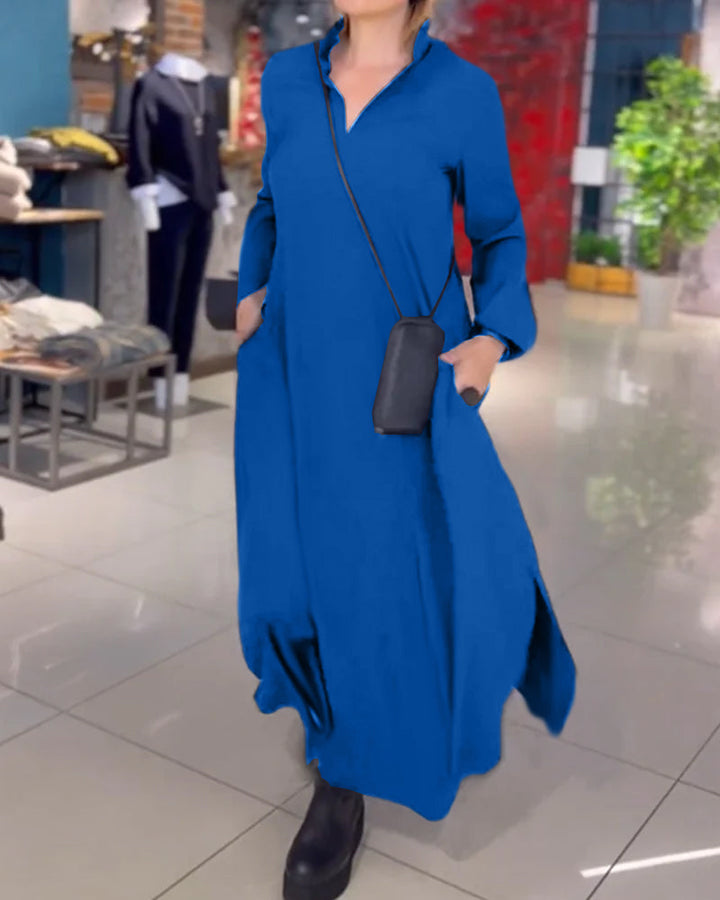 Eva™ | Open maxi dress with collar and slit