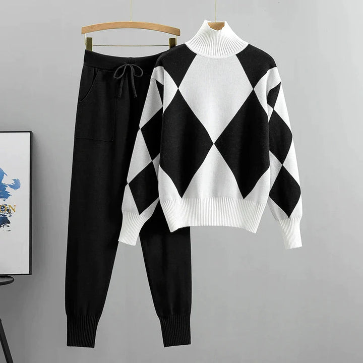 Amelia - Casual Argyle Sweater & Pants Set - Bond Bristol
