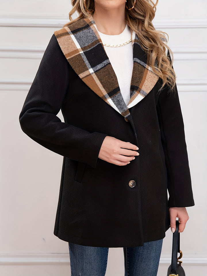 Emma | Classic Plaid-Lined Midi Coat