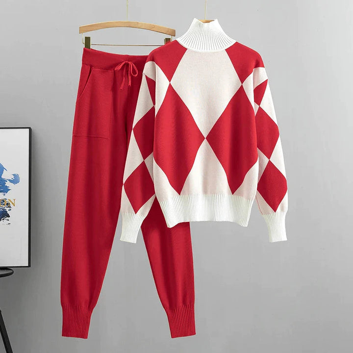 Amelia - Casual Argyle Sweater & Pants Set - Bond Bristol