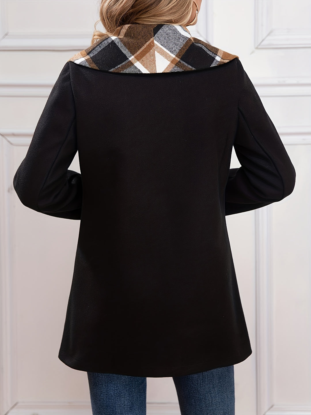 Emma | Classic Plaid-Lined Midi Coat
