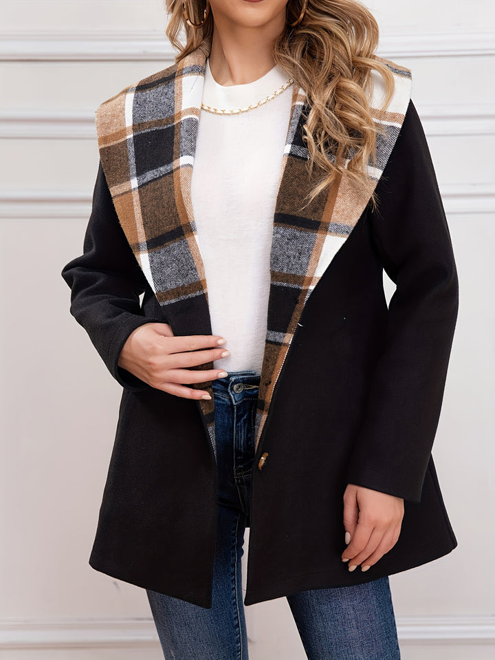 Emma | Classic Plaid-Lined Midi Coat