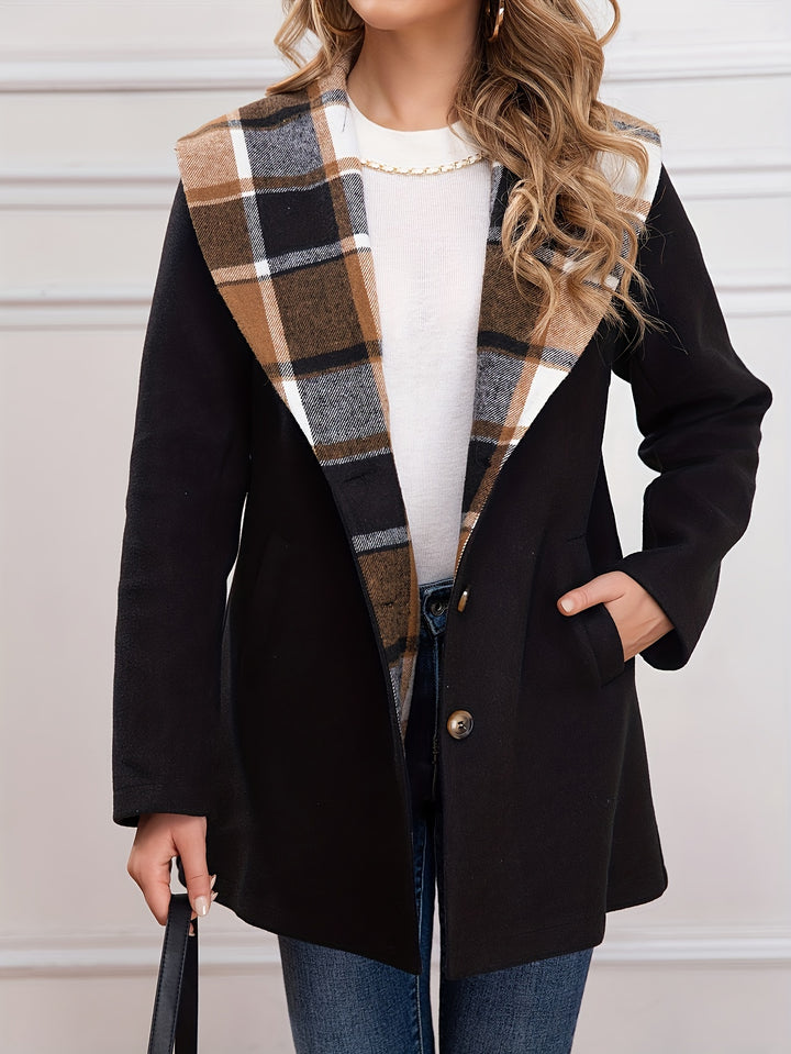 Emma | Classic Plaid-Lined Midi Coat