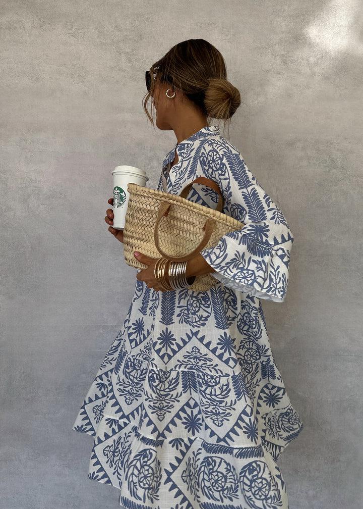 Amara - Blue Long Sleeved Dress