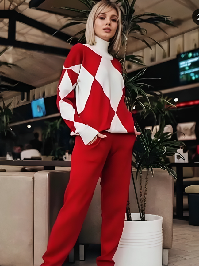 Amelia - Casual Argyle Sweater & Pants Set - Bond Bristol