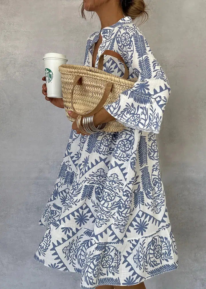 Amara - Blue Long Sleeved Dress