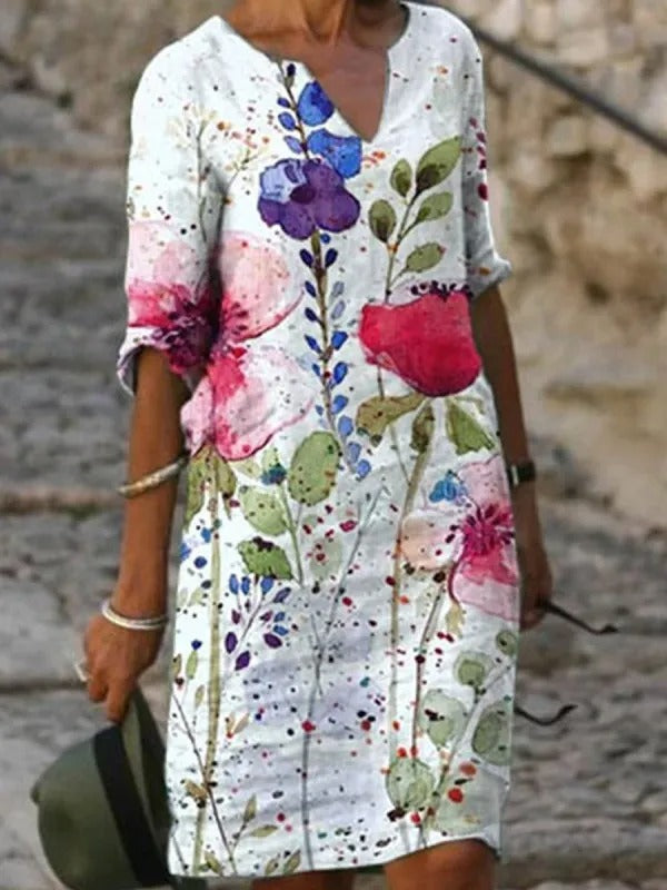 Dahlia - Robe A-line imprimée